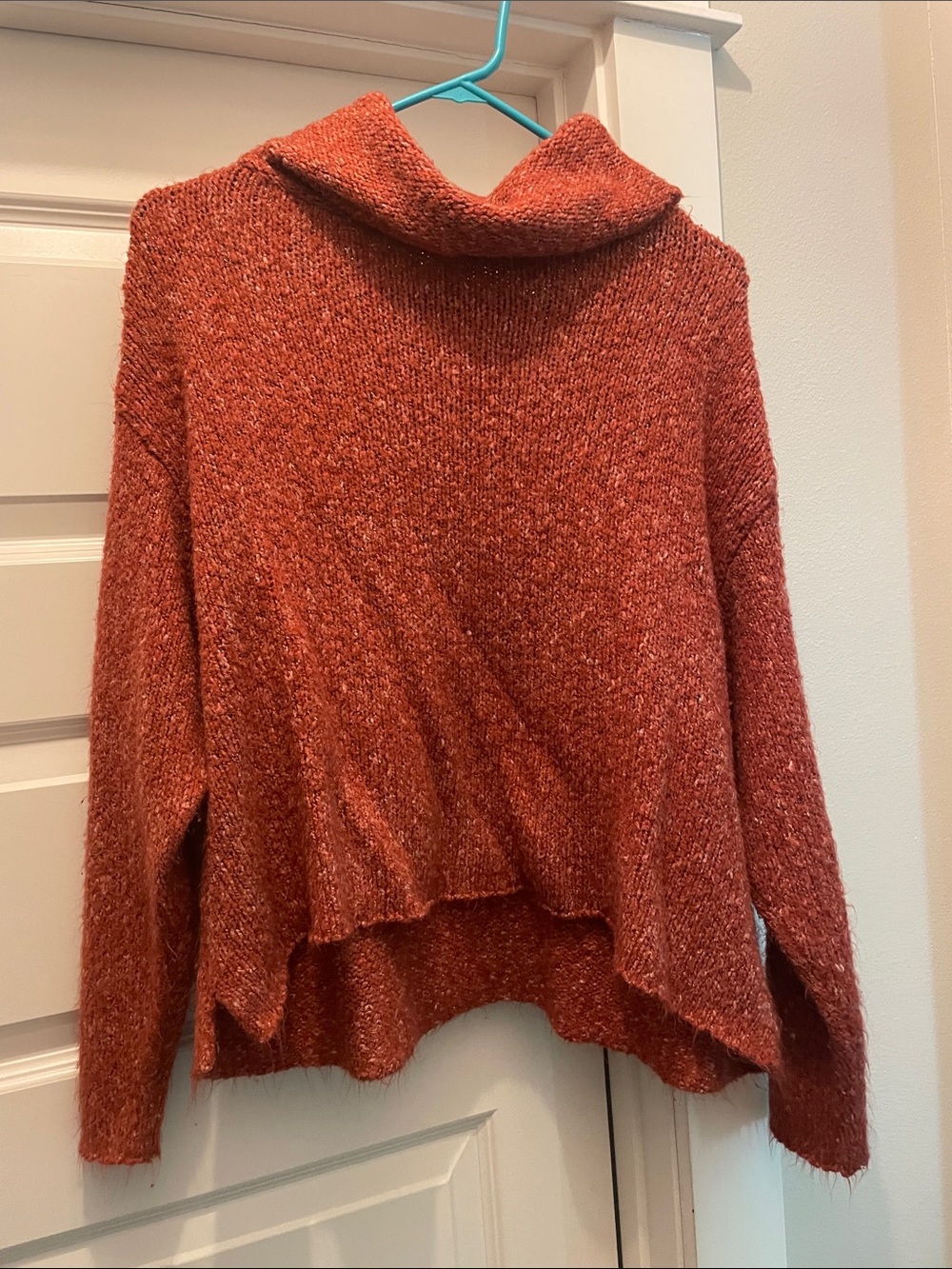 Kori Rust Orange Cowl-Neck Women's Sweater